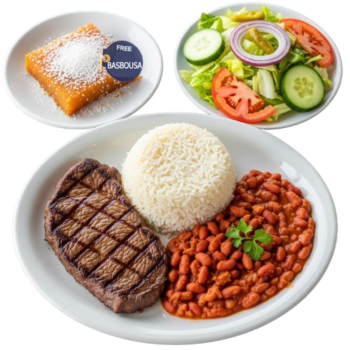 🥩 Homemade Steak with Rice & Lobia (Includes 1 Basbousa Free!) Enjoy a comforting, homemade plate of tender and juicy beef steak, paired with premium quality basmati rice and flavorful speckled kidney beans (chitri lobia) — slow-cooked to perfection using only the finest ingredients. ✨ Always freshly made — hygienic, pure, and affordable. Perfect for a hearty lunch or soulful dinner. 🧁 Includes a free Basbousa — our signature sweet gift with every serving! 🚚 Delivery Info 📦 Free Delivery: G-11, G-10, G-9, F-11, F-10, E-11 💰 Other Sectors (E, F, G, H, I): Delivery charges just Rs. 100 📞 For Delivery WhatsApp: 0324 9598646 📍 Kunafa.Cafe — 24-B, Al-Ghaffar Mall, Ground Floor, Opposite Fazilat Arcade, G-11 Markaz, Islamabad Fresh at your door — right when you crave it!